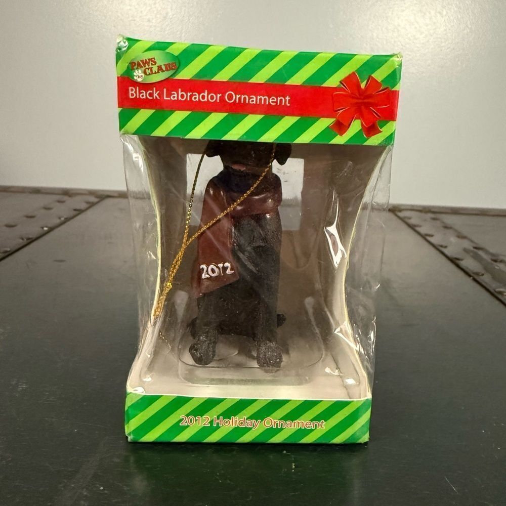 Paws by Claus Awesome Black Labrador 2012 Christmas Holiday Ornament.